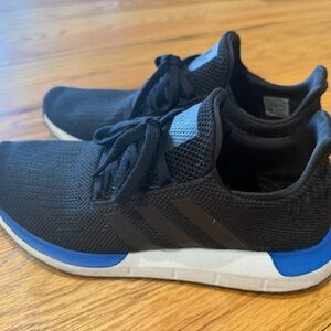 Adidas Black Sneakers with Blue Highlights